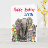 Niedliche Jungtiere Geburtstag Personalisiert Karte (Gelbe Blume)