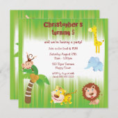 Niedliche Jungtiere Geburtstagsparty Einladung (Vorne/Hinten)