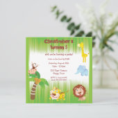 Niedliche Jungtiere Geburtstagsparty Einladung (Stehend Vorderseite)