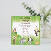 Niedliche Jungtiere Geburtstagsparty Einladung (Stehend Vorderseite)