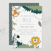 Niedliche Jungtiere Kinderdusche laden ein Dankeskarte (Vorne/Hinten)