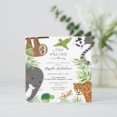 Niedliche Jungtiere Little Wild One Baby Dusche Einladung (Stehend Vorderseite)