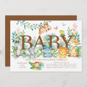 Niedliche Jungtiere Neutrale Babydusche Einladung (Vorne/Hinten)