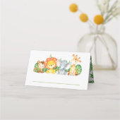 Niedliche Jungtiere Safari 1. Geburtstagsgrün Platzkarte (Rückseite)