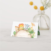 Niedliche Jungtiere Safari 1. Geburtstagsgrün Platzkarte (Rückseite)