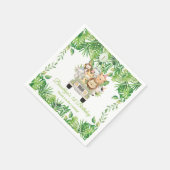 Niedliche Jungtiere Safari Abenteuer Auto Geburtst Serviette (Ecke)