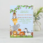 Niedliche Jungtierfreunde Einladung zur Geburtstag (Stehend Vorderseite)