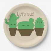 Niedliche Kacti kawaii Pflanze Party Papier Teller (Vorderseite)