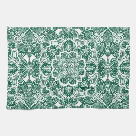 Niedliche Käfer Mandala HandGezeichnet Geschirrtuch (Horizontal)