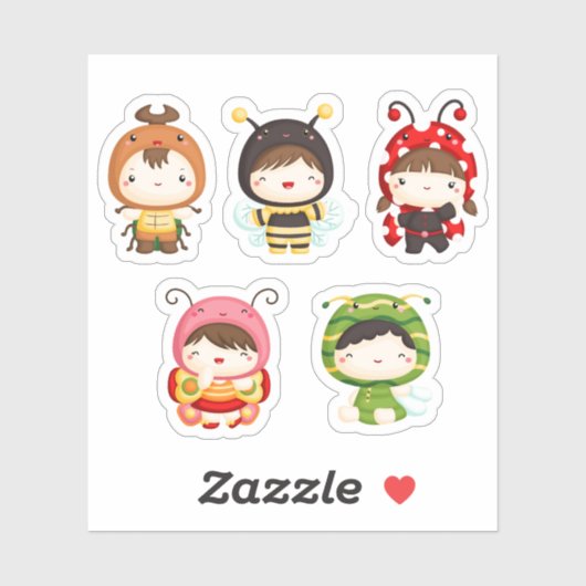 Niedliche Käfer und Kids Aufkleber (Blatt)