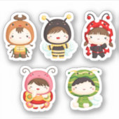 Niedliche Käfer und Kids Aufkleber (Vorderseite)