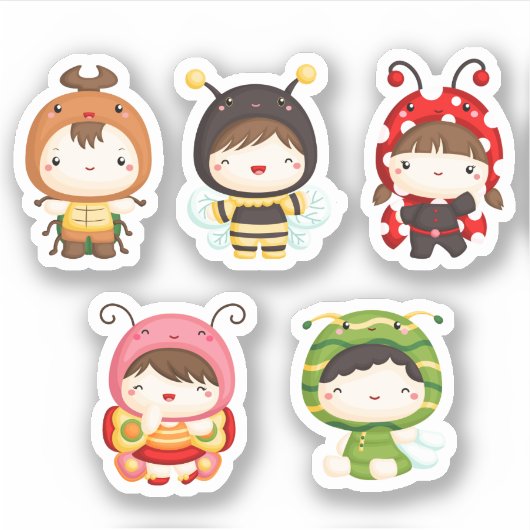 Niedliche Käfer und Kids Aufkleber (Vorderseite)