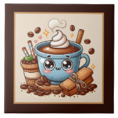 Niedliche Kaffee-Bar , Shop oder Kaffeeküche Fliese (Vorderseite)