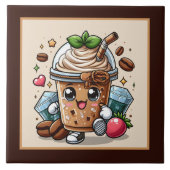 Niedliche Kaffee-Bar , Shop oder Kaffeeküche Fliese (Vorderseite)