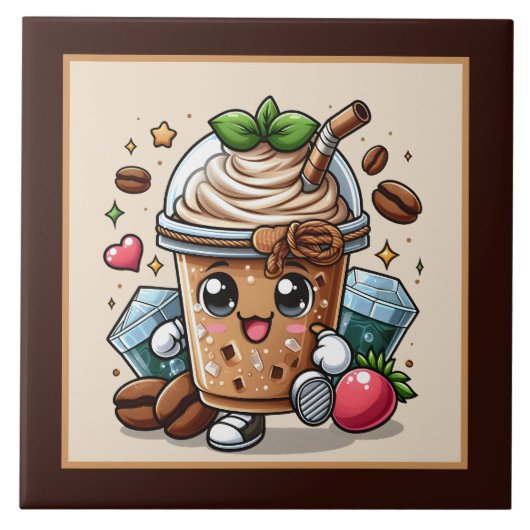 Niedliche Kaffee-Bar , Shop oder Kaffeeküche Fliese (Vorderseite)