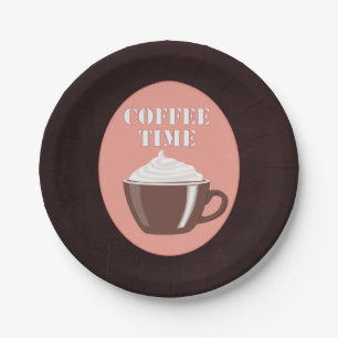Niedliche Kaffee-Tasse Café "Kaffee-Zeit" Pappteller