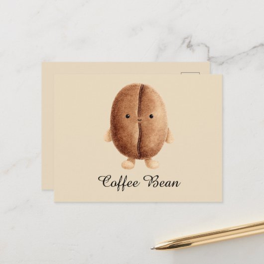 Niedliche Kaffeebohne Postkarte (Vorderseite/Rückseite Beispiel)
