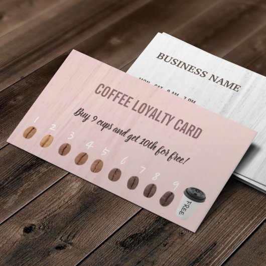 Niedliche Kaffeebohnen Pink Coffee Loyalty Cards Treuekarte