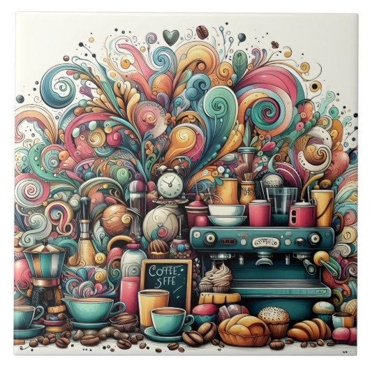 Niedliche Kaffeehäuser Bar Fliese (Vorderseite)