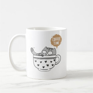 Niedliche Kaffeekatzen-Tassen-Hülle „Kaffeezeit“ K Kaffeetasse