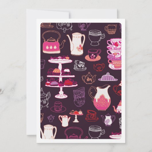 Niedliche Kaffeekuchen-Mustereinladung des hohen Einladung (Vorderseite)