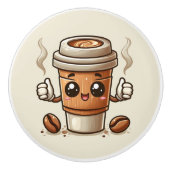 Niedliche Kaffeeliebhaber Keramikknauf (Vorderseite)
