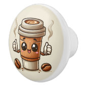 Niedliche Kaffeeliebhaber Keramikknauf (Rechts)