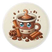 Niedliche Kaffeeliebhaber Keramikknauf (Vorderseite)