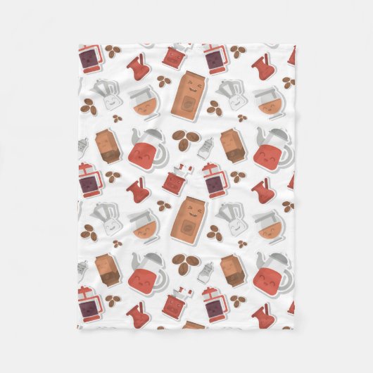 Niedliche Kaffeeliebhaber Koffein Themed Kawaii Mu Fleecedecke (Vorderseite)