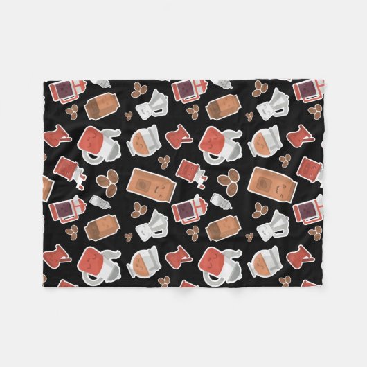 Niedliche Kaffeeliebhaber Koffein Themed Kawaii Mu Fleecedecke (Vorderseite (Horizontal))