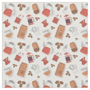 Niedliche Kaffeeliebhaber Koffein Themed Kawaii Mu Stoff