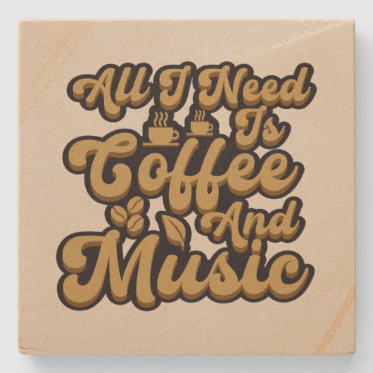 Niedliche Kaffeemusik Steinuntersetzer (Vorderseite)