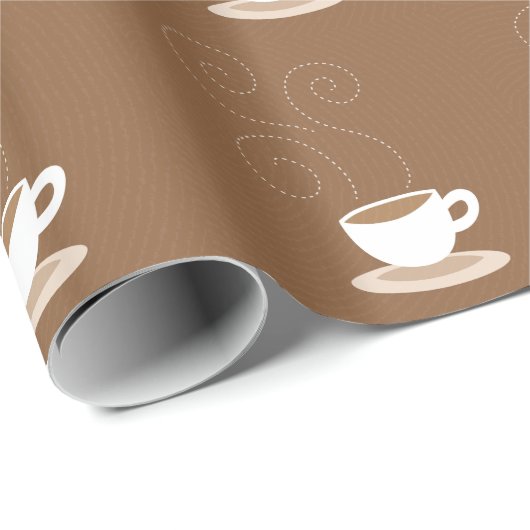 Niedliche Kaffeetasse auf braunem Geschenkpapier (Rolleneckpunkt)