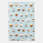 Niedliche Kaffeetassen auf hellblau Geschirrtuch (Vertikal)