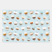 Niedliche Kaffeetassen und Bohnen in Pastellfarben Geschenkpapier Set (Vorderseite 3)