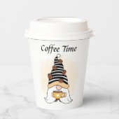 niedliche Kaffeezeit Gnome hinzufügen Text Paper C Pappbecher (Vorderseite)