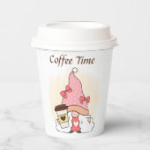niedliche Kaffeezeit Gnome hinzufügen Text Paper C Pappbecher (Vorderseite)