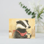 Niedliche Kaffeezeit mit bezaubernder Miss Badger Postkarte (Stehend Vorderseite)