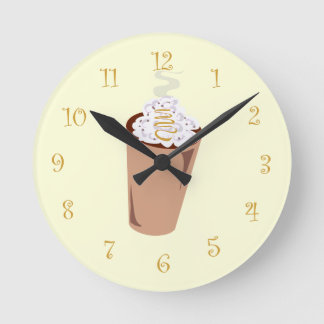 Niedliche Kaffeezeit Runde Wanduhr