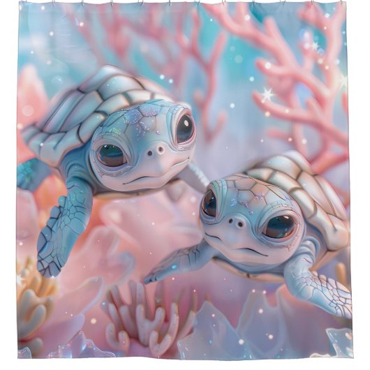 Niedliche Kaischildkröten Duschvorhang (Vorderseite)