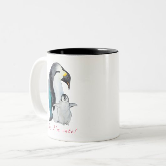Niedliche Kaiserpinguine Zweifarbige Tasse (Vorderseite Links)