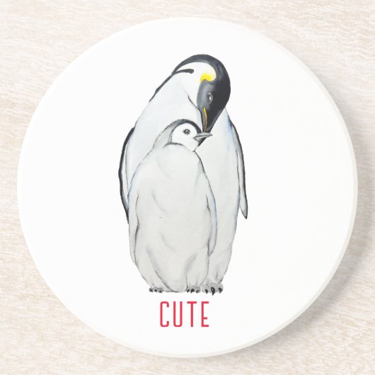 Niedliche Kaiserpinguinfamilie T - Shirt Getränkeuntersetzer (Vorne)