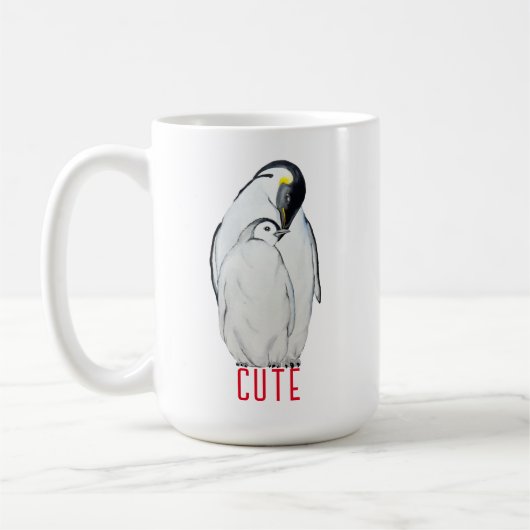 Niedliche Kaiserpinguinfamilie T - Shirt Kaffeetasse (Links)