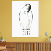 Niedliche Kaiserpinguinfamilie T - Shirt Leinwanddruck (Insitu (Wohnzimmer))