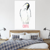 Niedliche Kaiserpinguinfamilie T - Shirt Leinwanddruck (Insitu (Schlafzimmer))