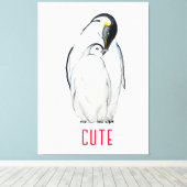 Niedliche Kaiserpinguinfamilie T - Shirt Leinwanddruck (Insitu (Holzboden))