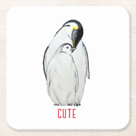 Niedliche Kaiserpinguinfamilie T - Shirt Rechteckiger Pappuntersetzer