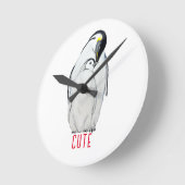 Niedliche Kaiserpinguinfamilie T - Shirt Runde Wanduhr (Winkel)