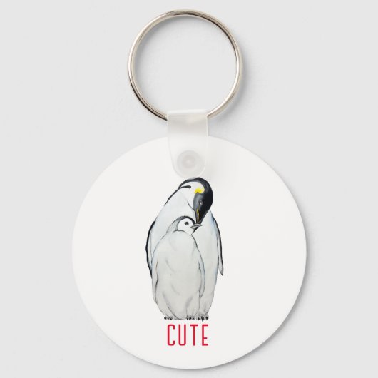 Niedliche Kaiserpinguinfamilie T - Shirt Schlüsselanhänger (Vorderseite)