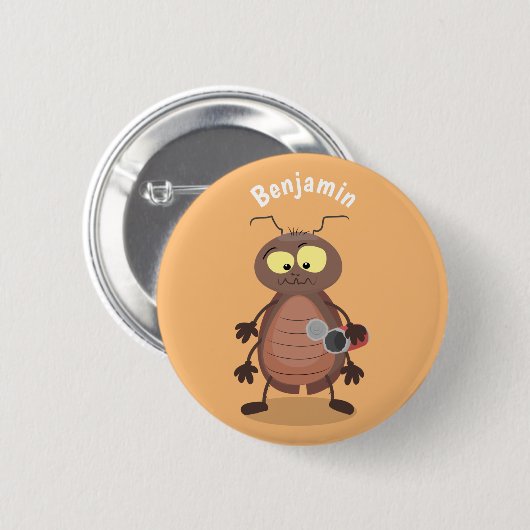 Niedliche Kakerlakenfigur Button (Vorne & Hinten)